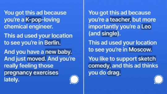 De advertenties van Signal