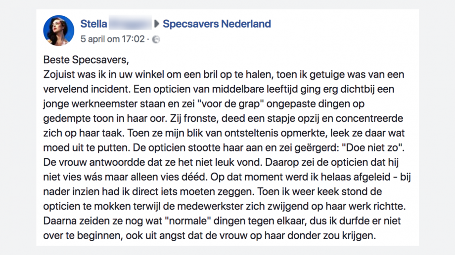 Specsavers reageert op klant