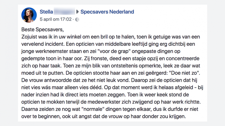 Specsavers reageert op klant 