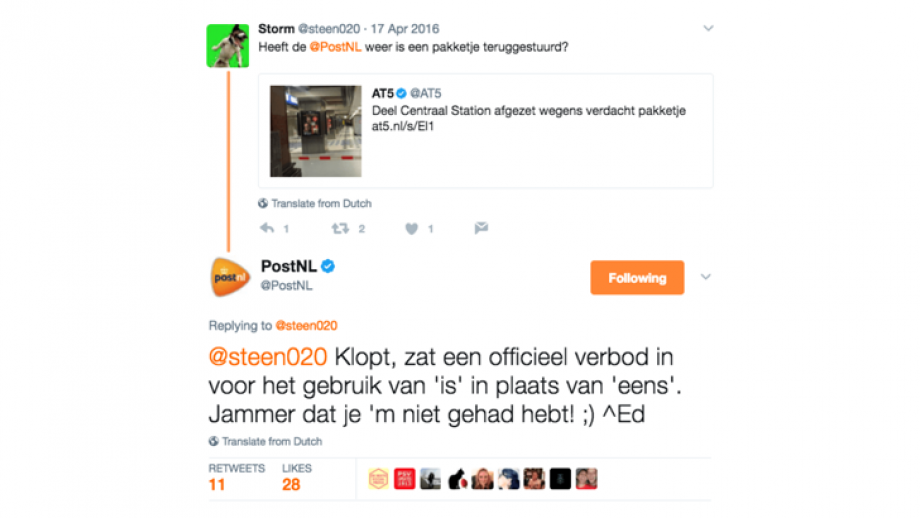 Verdacht pakketje PostNL