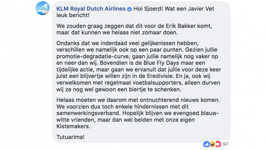 KLM reactie 1