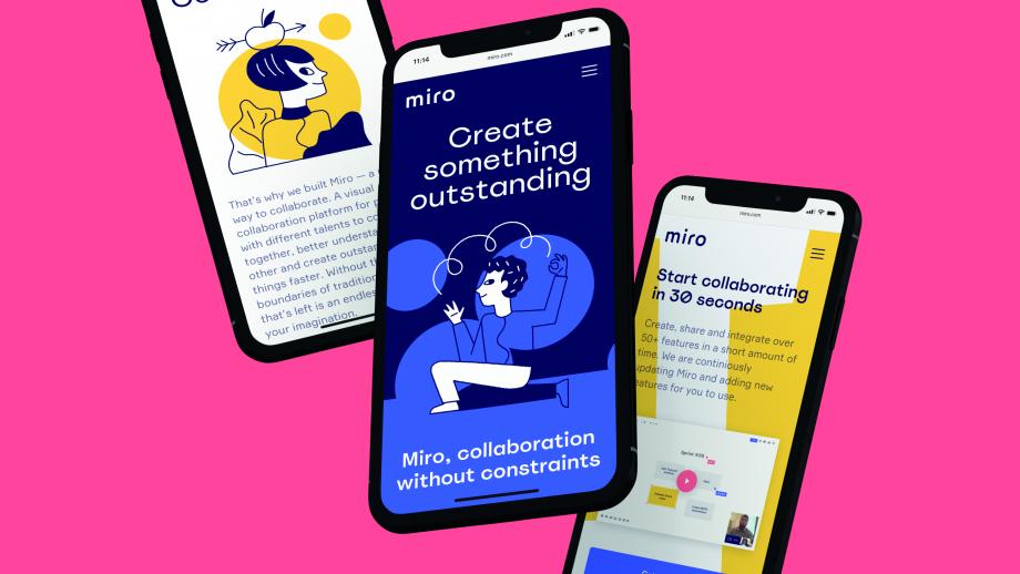 Vruchtvlees - Miro: de rebranding van dit samenwerkingsplatform werd in drie maanden tijd afgerond, waarbij in het maakproces de tijdzones en plaatsgebondenheid vervaagden.