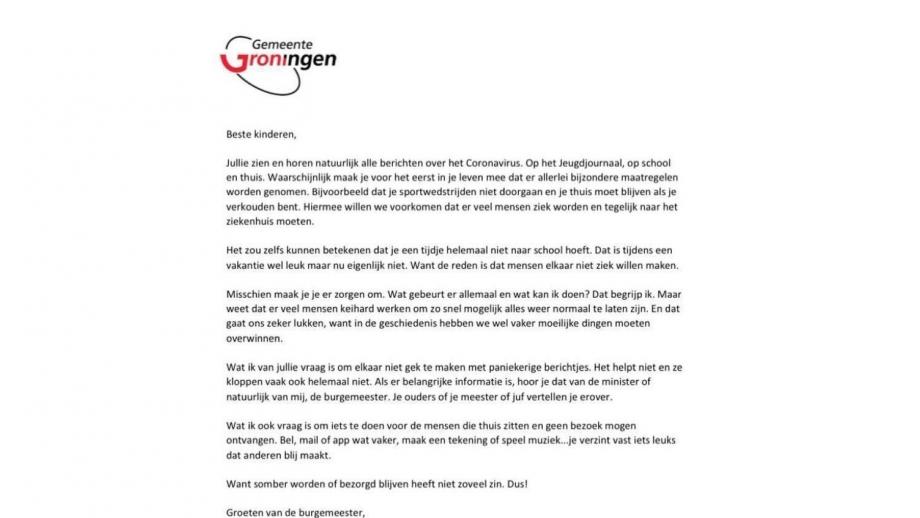 de brief van de burgemeester