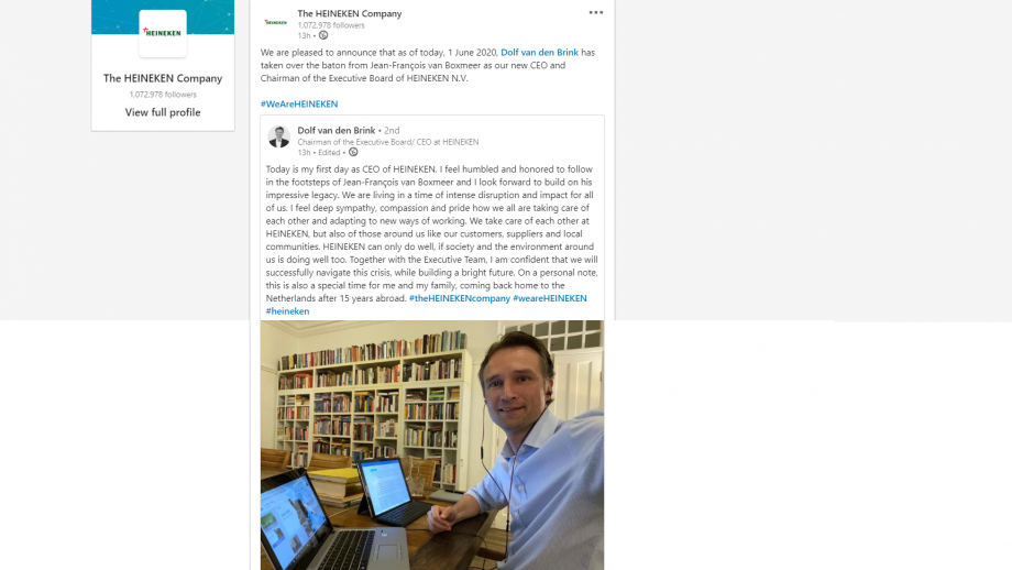 LinkedIn-bericht Dolf van den Brink