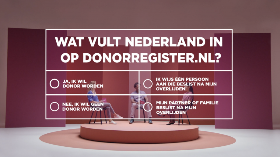 Nieuwe campagne Donorregister: ‘wat vult Nederland in?’