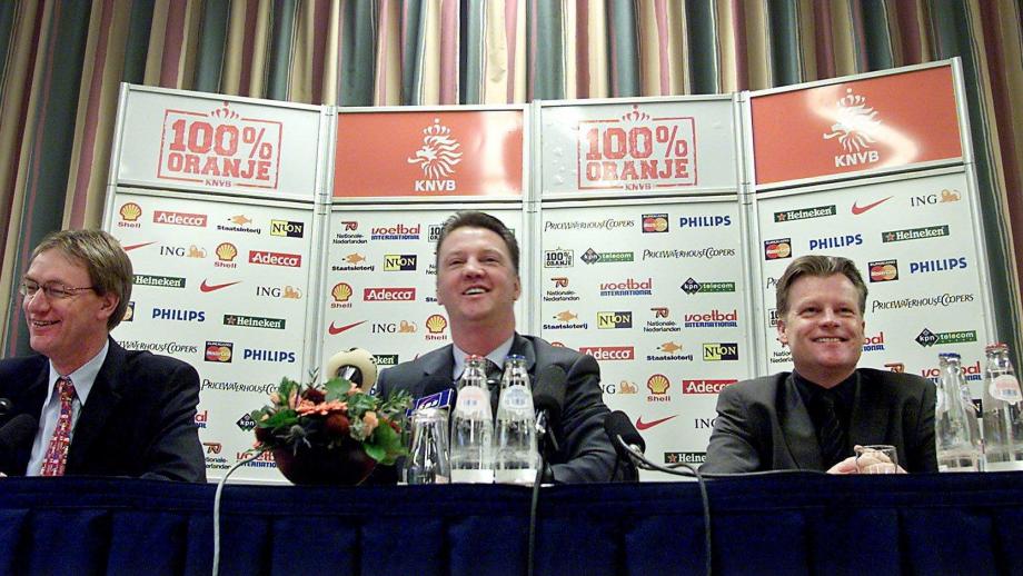 Rob de Leede met Louis van Gaal en Mark Wotte