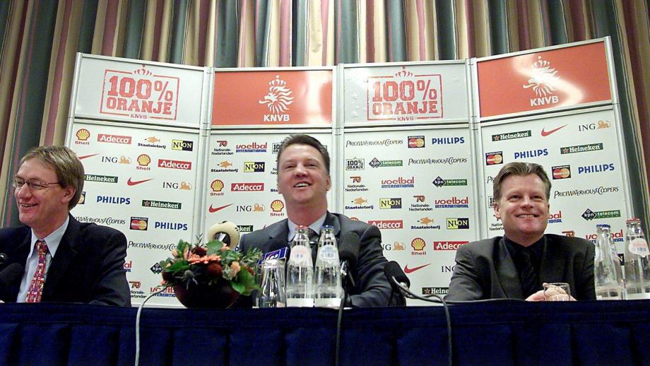 Rob de Leede met Louis van Gaal en Mark Wotte 