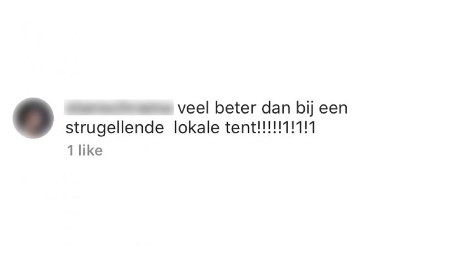 "veel beter dan bij een strugellende  lokale tent!!!!!1!1!1"