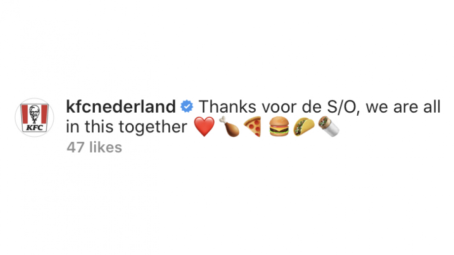 KFC Nederland bedankt Burger King voor de shoutout