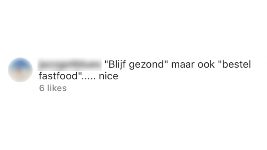 ""Blijf gezond" maar ook "bestel fastfood"..... nice"