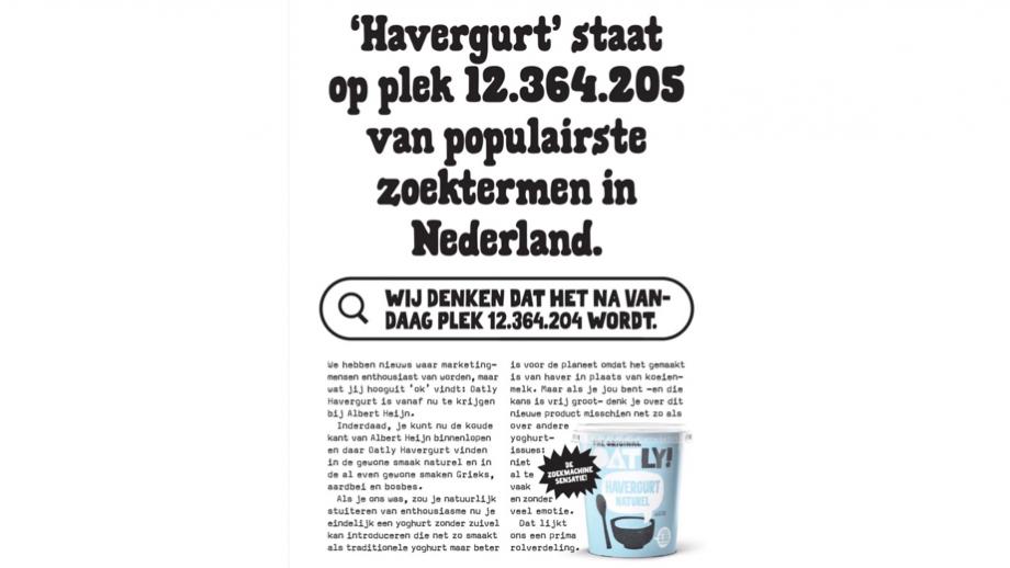 De advertentie voor Havergurt naturel van Oatly