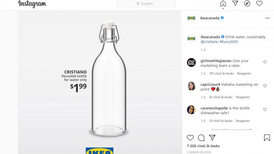 Waterig aardbeving Verrast Ikea haakt in op Ronaldo met een message in a bottle