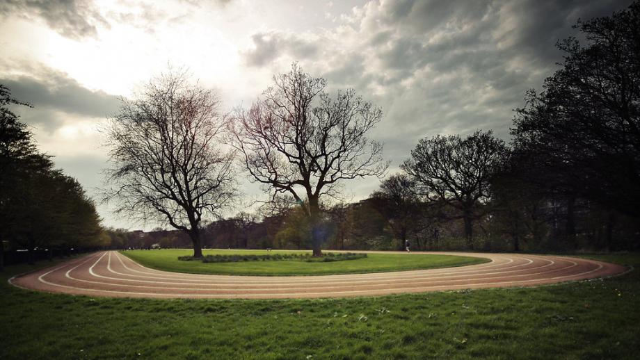 De hardloopbaan in Regent's Park