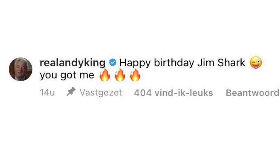 Andy King feliciteert Jim Shark ;)