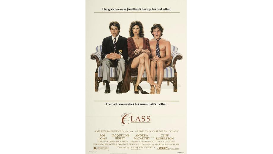 Affiche voor de film Class (1983) met Rob Lowe, Jacqueline Bisset en Andrew McCarthy