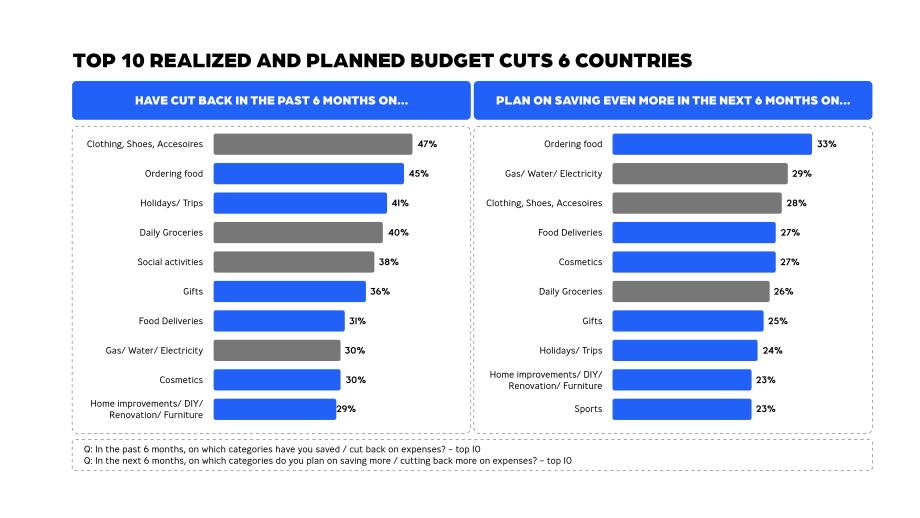Top 10 Realized and planned budget cuts in 6 countries Graph
