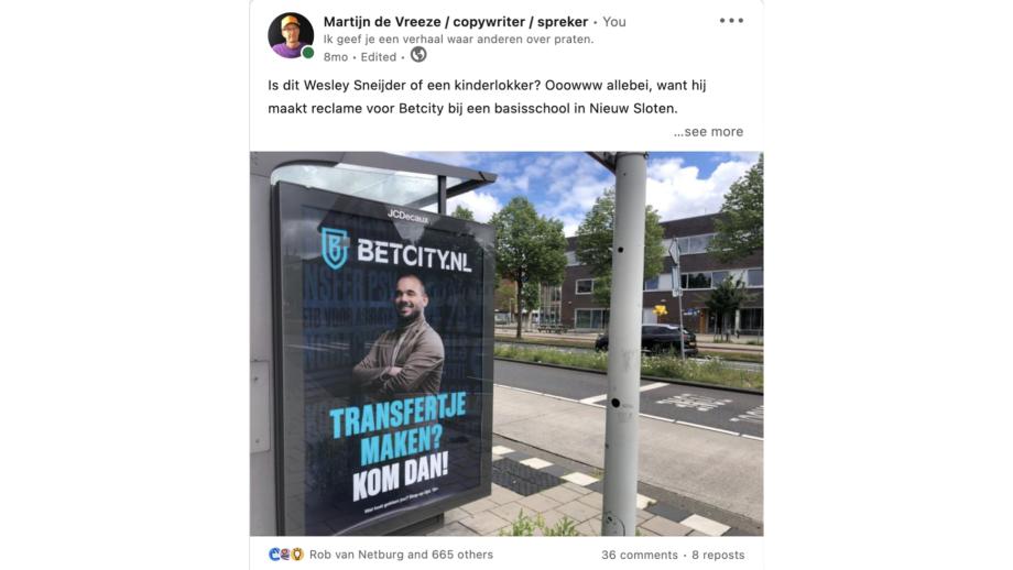 Een van de LinkedIn-posts van Martijn de Vreeze