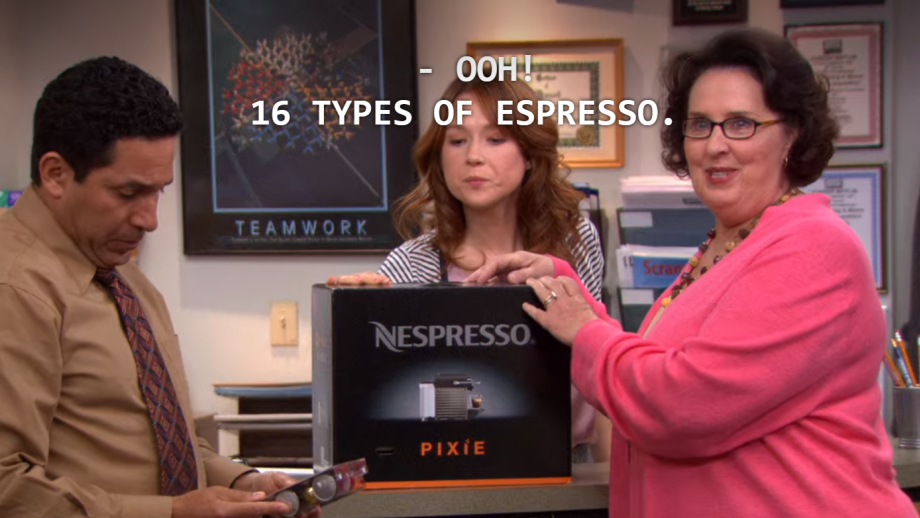 Still uit The Office Nespresso scène