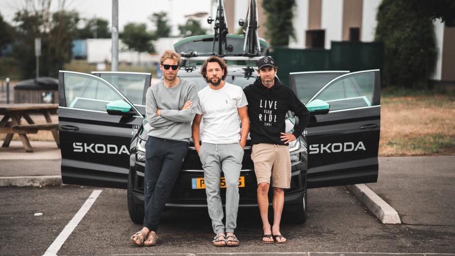 De mannen - Stefan Bolt, Thomas Dekker en Laurens ten Dam - van de wielerpodcast Live Slow, Ride Fast