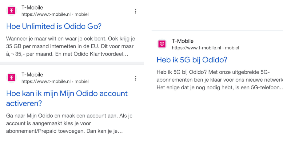 De Google-links naar Odido uren voordat het nieuwe merk werd gepresenteerd