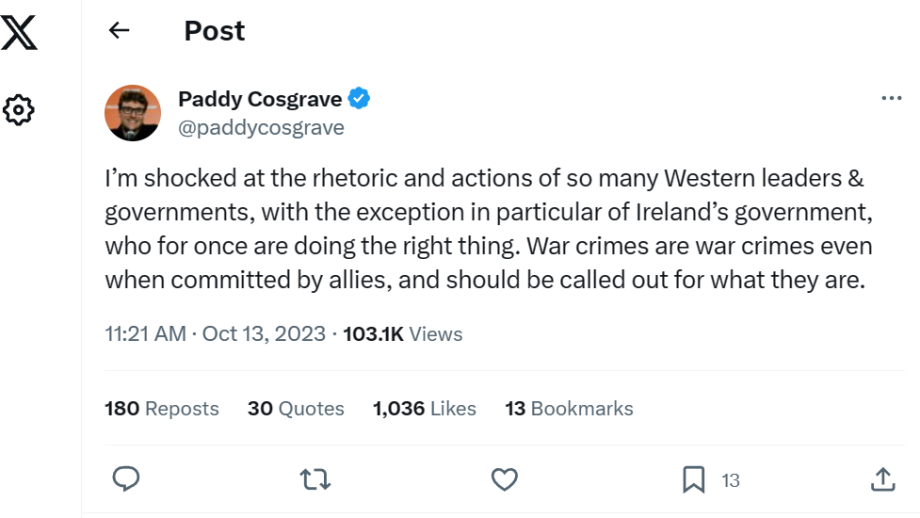 Paddy Cosgrave israel