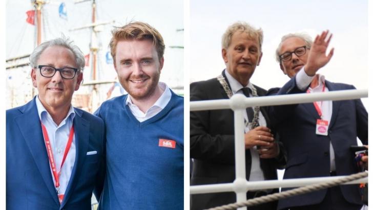 Jan Driessen tijden Sail 2015, links met Chris Jansen, rechts met Eberhard van der Laan