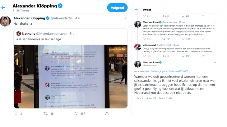 salsapandemieposter en tweets Van Ranst