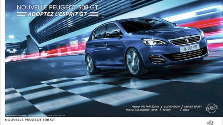 Reclame 'oude stijl' voor een Peugeot 308