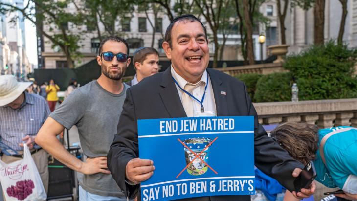 Protest in New York tegen boycot Ben & Jerry's van delen Israel 