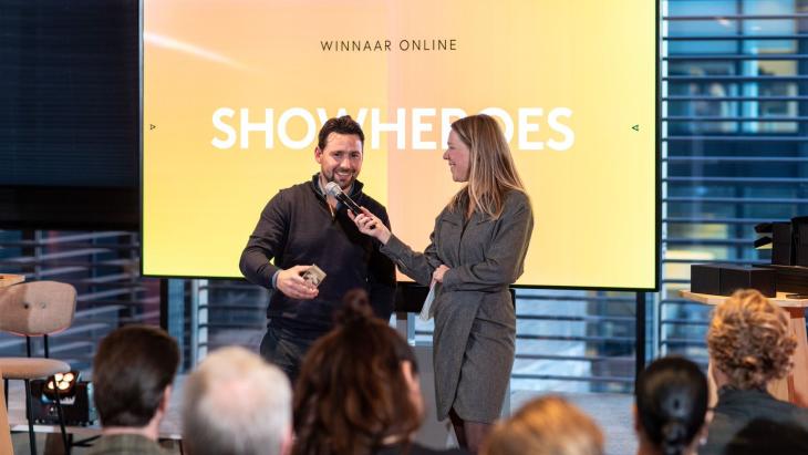 Erik Dubbeldeman van Showheroes tijdens de uitreiking van de Media Report-awards eerder dit jaar