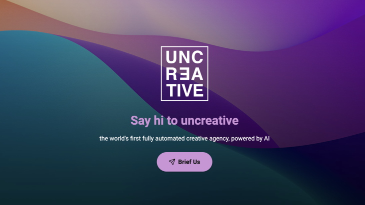 De homepage van Uncreative Agency