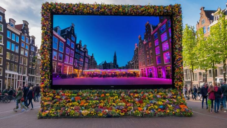An image created with AI on a billboard in Amsterdam
