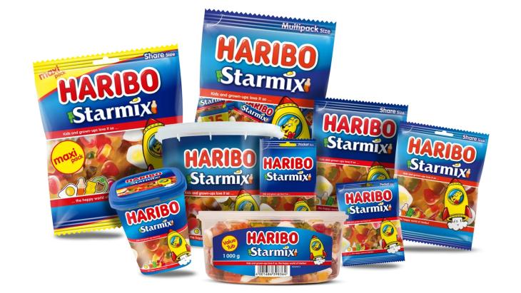 Verschillende verpakkingen van Haribo Starmix