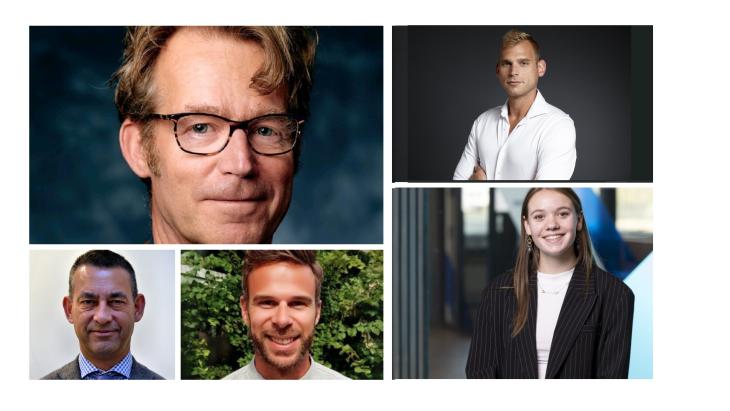 V.l.n.r. boven Jaap de Bruijn en Bryan van Bockxmeer, onder Michaël van Wissen van Veen, Job Verhoeve en Maud Bolenius